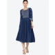 Women's Casual Rayon 3-4th Sleeves Kurti (Blue)