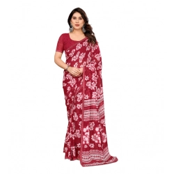 Women's Georgette Printed Saree With Unstitched Blouse 5.5Mtr (Red)