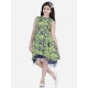 Girl's Polyester Crepe & Net Printed Sleeveless Dress (Yellow-Blue) Girl's Polyester Crepe & Net Printed Sleeveless Dress (Yellow-Blue)