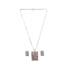 Women's Brass Silver Plated Pendant Set (Pink)