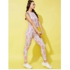 Women's Polyester Lycra Printed Sleeveless Active Wear (Multicolor)