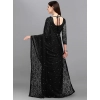 Women's Net Self Design Saree With Unstitched Blouse 5.5Mtr (Black)
