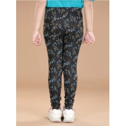 Girl's Cotton Lycra Floral Elasticated Jeggings (Multicolor)