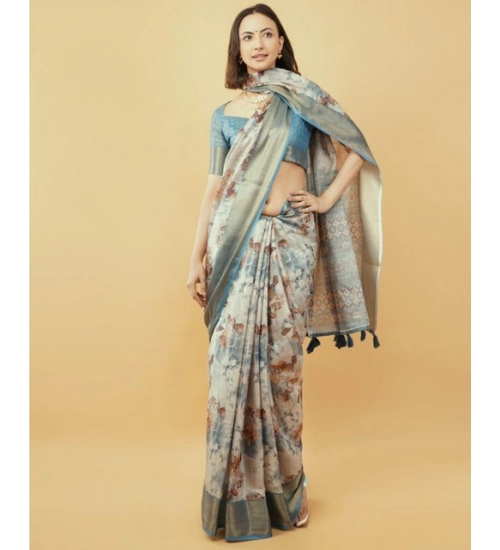 Women's Polyester Printed Saree With Unstitched Blouse 5.5 Mtr (Multicolor)