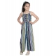 Girl's Rayon Striped Sleeveless Jumpsuit (Blue) Girl's Rayon Striped Sleeveless Jumpsuit (Blue)