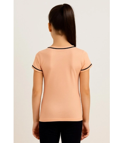 Girl's Cotton Printeded Round Neck T-Shirt (Sandal Beach)