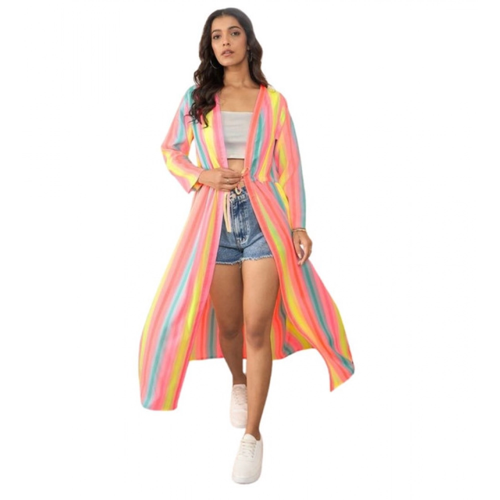 Women's Polyester Crepe Printed Long Sleeves Shrug (Multicolor) Women's Polyester Crepe Printed Long Sleeves Shrug (Multicolor)