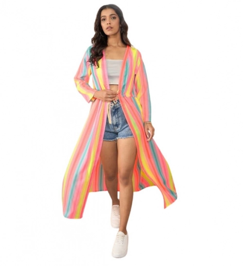 Women's Polyester Crepe Printed Long Sleeves Shrug (Multicolor)