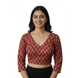 Women's Ajrakh Cotton Printed Halter Neck Padded Blouse (Maroon 38 Ready (Self Alterable 36–40)