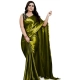 Women's Satin Solid Saree With Unstitched Blouse 5.5Mtr (Green)