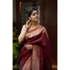 Women's Litchi silk Printed Saree With Unstitched Blouse (Maroon) Women's Litchi silk Printed Saree With Unstitched Blouse (Maroon)