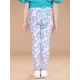 Girl's Cotton Lycra Floral Elasticated Jeggings (White-Turquoise Blue) Girl's Cotton Lycra Floral Elasticated Jeggings (White-Turquoise Blue)