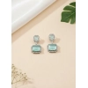 Women's Brass Silver Plated Drop Earrings (Turquoise)