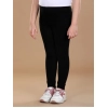Girl's Cotton Lycra Solid Elasticated Leggings (Black)