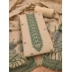 Women's Banarasi Silk Printed Unstitched Salwar Suit Material With Dupatta (Cream, 3Mtrs)