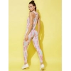 Women's Polyester Lycra Printed Sleeveless Active Wear (Multicolor)