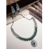 Women's Brass Silver Plated Necklace set (Green)