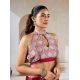 Women's Satin Crepe Printed Saree With Unstitched Blouse 5.5Mtr (Maroon)