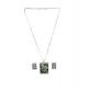 Women's Brass Silver Plated Pendant Set (Green)