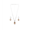 Women's Brass Silver Plated Pendant Set (Orange)