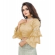 Women's Organza Solid V Neck Layered Ruffle Sleeve Readymade Blouse (Beige Free Size , up to 38–40 Bust)-PID65847