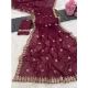Women's Georgette Embroidered Saree With Unstitched Blouse 5.5Mtr (Red)