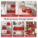 Cotton 9x7 Inch Pack of 3 Storage Basket For Clothes (Red)