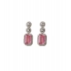Women's Brass Silver Plated Drop Earrings (Pink)