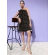 Women's Organza Tiered Sleeveless Dress (Black)