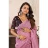 Women's Faux Linen Geometric Ready to wear Saree With Unstitched Blouse 5.5Mtr (LightPink) Women's Faux Linen Geometric Ready to wear Saree With Unstitched Blouse 5.5Mtr (LightPink)