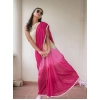 Women's Linen Printed Saree With Unstitched Blouse 5.5Mtr (Pink) Women's Linen Printed Saree With Unstitched Blouse 5.5Mtr (Pink)