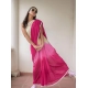 Women's Linen Printed Saree With Unstitched Blouse 5.5Mtr (Pink)