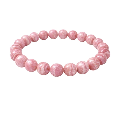 Natural Crystal 8mm Rhodochrosite Bracelet (Pink)
