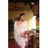 Women's Linen Printed Saree With Unstitched Blouse 5.5Mtr (White) Women's Linen Printed Saree With Unstitched Blouse 5.5Mtr (White)