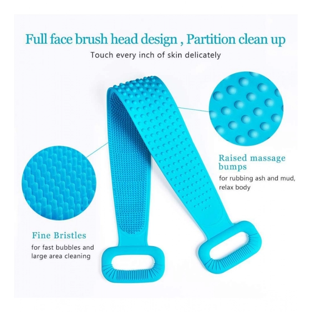 Pack Of 2_Silicone Bath Scrubber Belt – Dual-Sided Exfoliating Body Cleaning Strap (Color: Assorted )