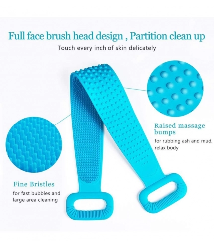 Pack Of 2_Silicone Bath Scrubber Belt – Dual-Sided Exfoliating Body Cleaning Strap (Color: Assorted )