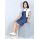 Girl's Denim Solid Sleeveless Dress (Blue) Girl's Denim Solid Sleeveless Dress (Blue)