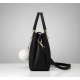 Women's PU Leather Solid Shoulder Zipper Handbag (Black)