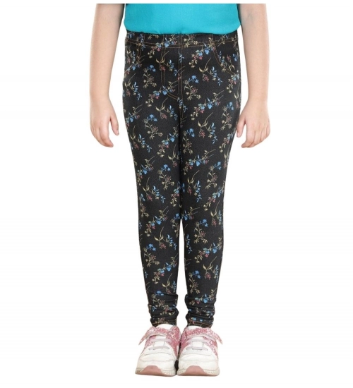 Girl's Cotton Lycra Floral Elasticated Jeggings (Multicolor) Girl's Cotton Lycra Floral Elasticated Jeggings (Multicolor)