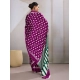 Women's Satin Crepe Printed Saree With Unstitched Blouse 5.5Mtr (Purple)