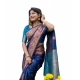 Women's Katan_Silk Zari_Weaving Saree With Unstitched Blouse 5.5Mtr (Navy_Blue)