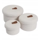 Cotton 3 Pcs Set Roti Box Storage Basket With Lid (White)
