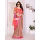 Women's Linen Cotton  Printed Saree With Unstitched Blouse 5.5Mtr (Orange )