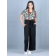Girl's Polyester Printed Short Sleeves Jumpsuit (Multicolor-Black) Girl's Polyester Printed Short Sleeves Jumpsuit (Multicolor-Black)