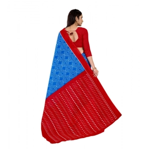 Generic Women's Soft Pure Cotton Printed Saree With Unstitched Blouse 5.5Mtr (Blue)