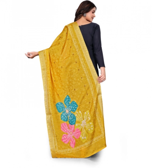 Women's chanderi silk Printed Dupatta (Yellow, Length: 2 Mtr) Women's chanderi silk Printed Dupatta (Yellow, Length: 2 Mtr)