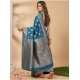 Women's Silk Blend Printed Saree With Unstitched Blouse 5.5Mtr (Teal Blue) Women's Silk Blend Printed Saree With Unstitched Blouse 5.5Mtr (Teal Blue)