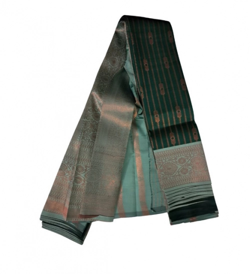 Women's Soft Silk Wooven Saree With Unstitched Blouse 5.5Mtr (Green)