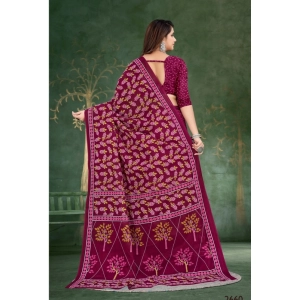 Generic Women's Soft Pure Cotton Printed Saree With Unstitched Blouse 5.5Mtr (Wine)