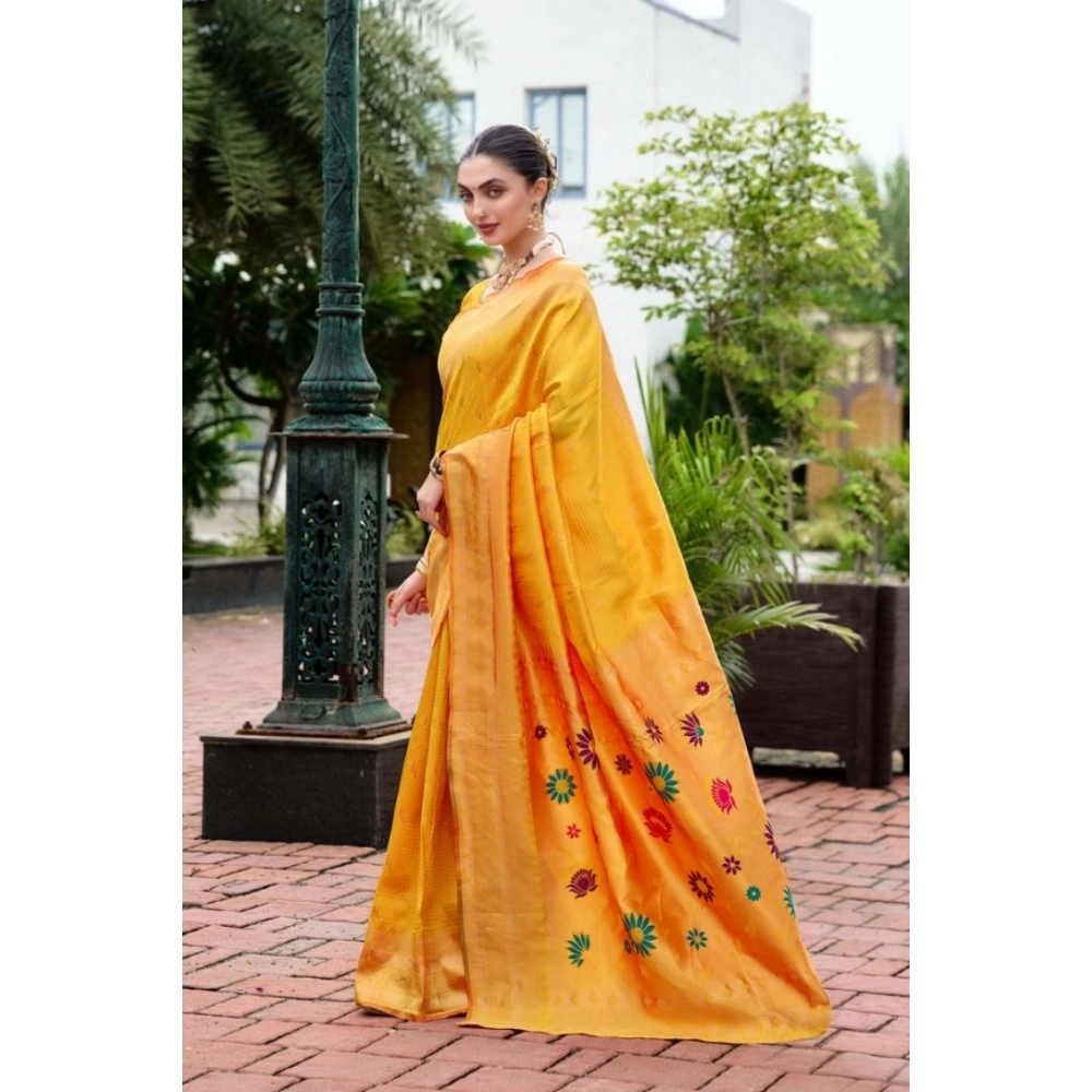 Women's Silk Blend Paithani Weaving Saree With Unstitched Blouse 5.5Mtr (Mustard) Women's Silk Blend Paithani Weaving Saree With Unstitched Blouse 5.5Mtr (Mustard)